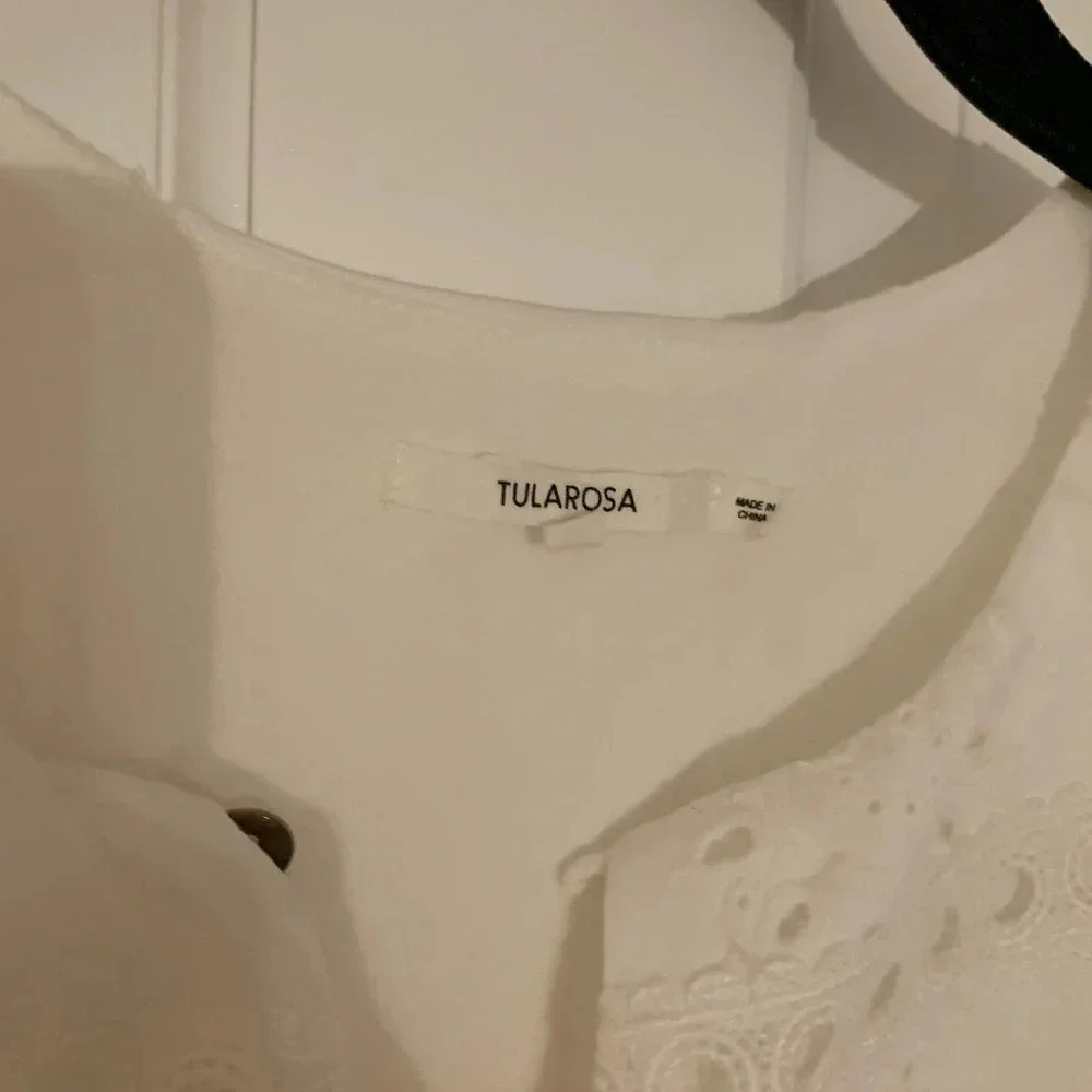 Tularosa White Eyelet Embroidered Ruffle Sleeve Mini Dress XS - Picture 2 of 6